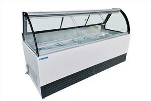 Frigider cu afișaj alimentar cu răcire directă din sticlă curbată